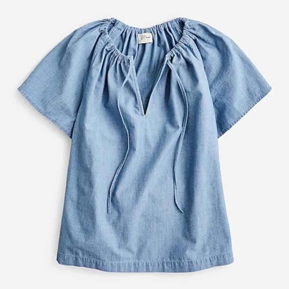 NWT J. Crew Tie Neck Chambray Top